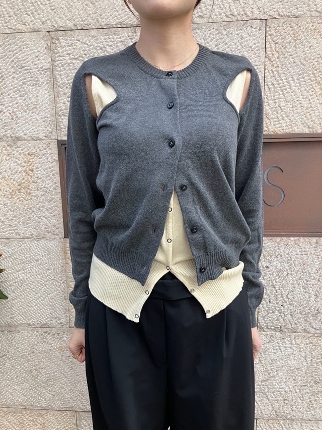 AKANE UTSUNOMIYA アカネ ウツノミヤ  イミテーションニットカーディガン  SPA-FK02-1001　GREY/BROWN 