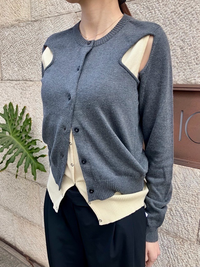 AKANE UTSUNOMIYA アカネ ウツノミヤ  イミテーションニットカーディガン  SPA-FK02-1001　GREY/BROWN 