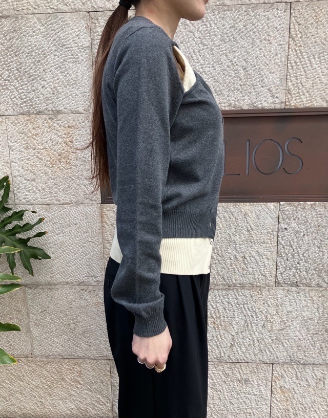 AKANE UTSUNOMIYA アカネ ウツノミヤ  イミテーションニットカーディガン  SPA-FK02-1001　GREY/BROWN 