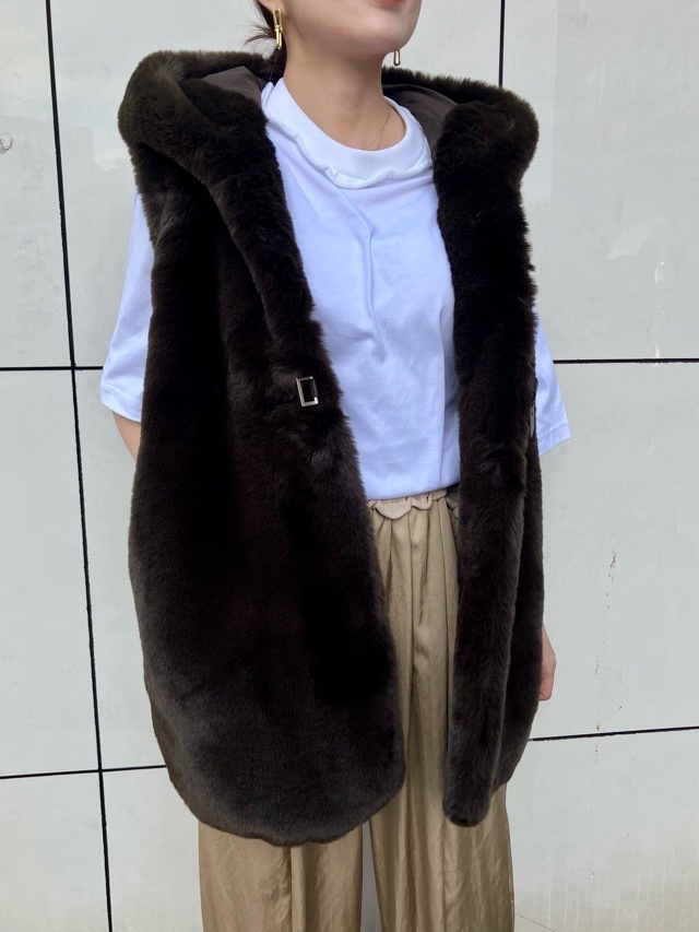 MARECHAL TERRE 背キルティングファーロングベスト ZMT214VT334B LIGHT GRAY(010) / BROWN(037) 新色 マルシャルテル