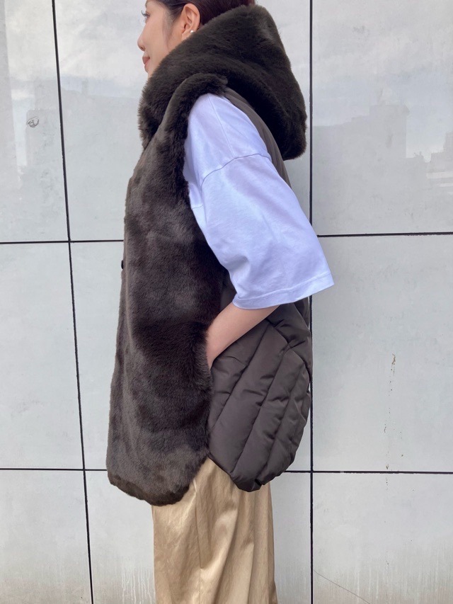 MARECHAL TERRE 背キルティングファーロングベスト ZMT214VT334B LIGHT GRAY(010) / BROWN(037) 新色 マルシャルテル