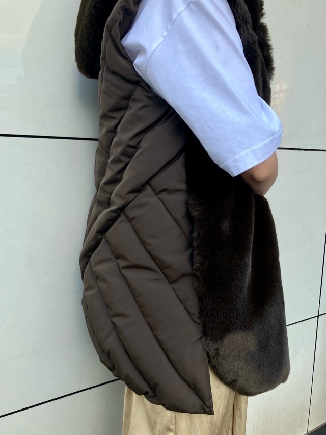 MARECHAL TERRE 背キルティングファーロングベスト ZMT214VT334B LIGHT GRAY(010) / BROWN(037) 新色 マルシャルテル