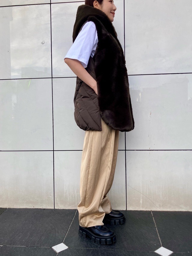 MARECHAL TERRE 背キルティングファーロングベスト ZMT214VT334B LIGHT GRAY(010) / BROWN(037) 新色 マルシャルテル