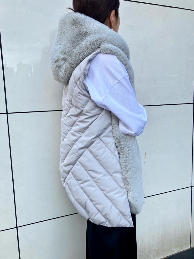 MARECHAL TERRE 背キルティングファーロングベスト ZMT214VT334B LIGHT GRAY(010) / BROWN(037) 新色 マルシャルテル