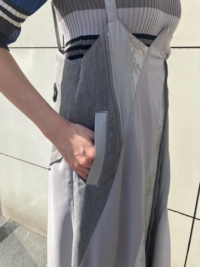 AULA AILA レース MIX ジャンパースカート LIGHT GRAY(10)/ BLACK(19