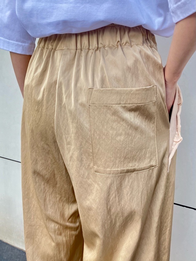 Harikae　フリル付き サテン バレル パンツ   BLACK / BEIGE  H0465　ハリカエ