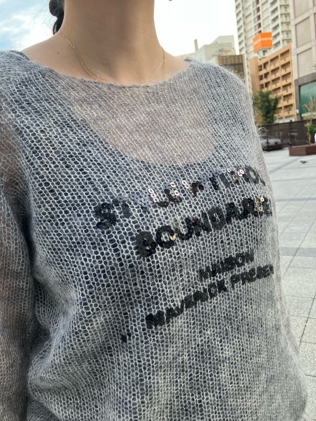 MAISON MAVERICK PRESENTS スパンコールロゴモヘアニット ROSE / BLACK /GREY MM5144 メゾン マヴェリック プレゼンツ