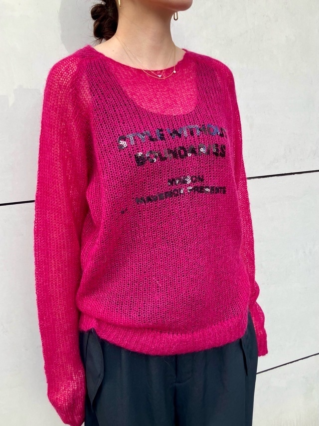 MAISON MAVERICK PRESENTS スパンコールロゴモヘアニット ROSE / BLACK /GREY MM5144 メゾン マヴェリック プレゼンツ