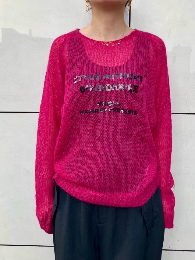 MAISON MAVERICK PRESENTS スパンコールロゴモヘアニット ROSE / BLACK /GREY MM5144 メゾン マヴェリック プレゼンツ