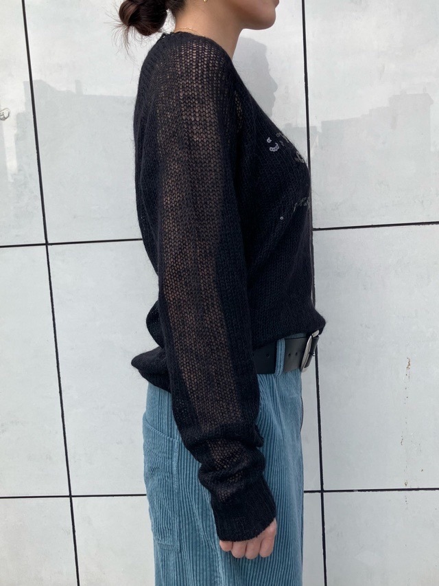 MAISON MAVERICK PRESENTS スパンコールロゴモヘアニット ROSE / BLACK /GREY MM5144 メゾン マヴェリック プレゼンツ