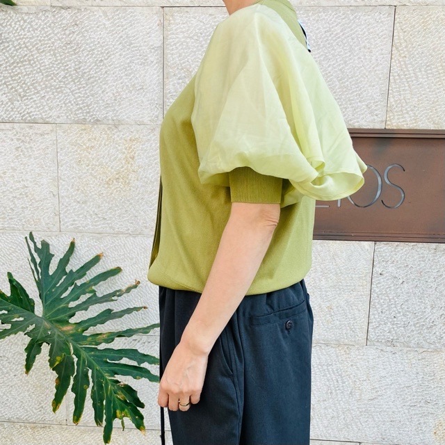 MARECHAL TERRE   ふんわり半袖オーガンジーカーディガン　　WHITE/GREEN/BLUE   ZMT243KN200　マルシャルテル