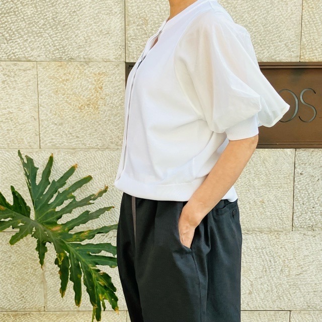 MARECHAL TERRE   ふんわり半袖オーガンジーカーディガン　　WHITE/GREEN/BLUE   ZMT243KN200　マルシャルテル