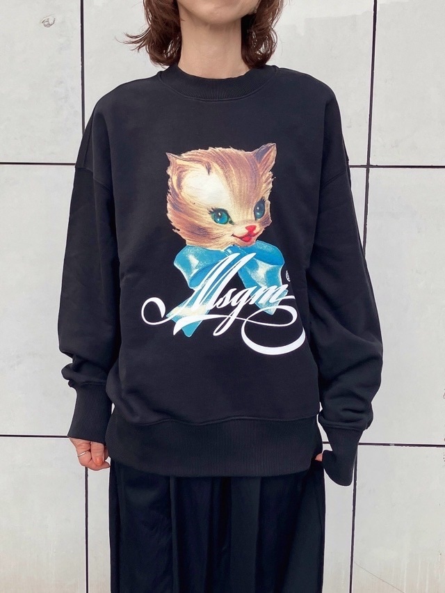 MSGM ネコプリントスウェットプルオーバー 3941MDM113SE BLACK (99) エムエスジーエム
