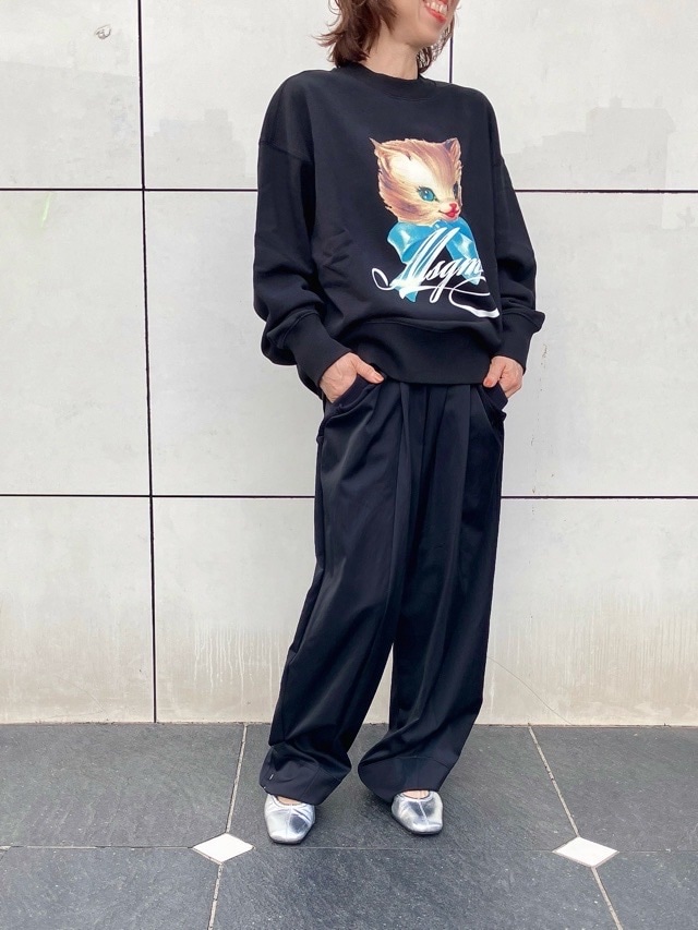 MSGM ネコプリントスウェットプルオーバー 3941MDM113SE BLACK (99) エムエスジーエム