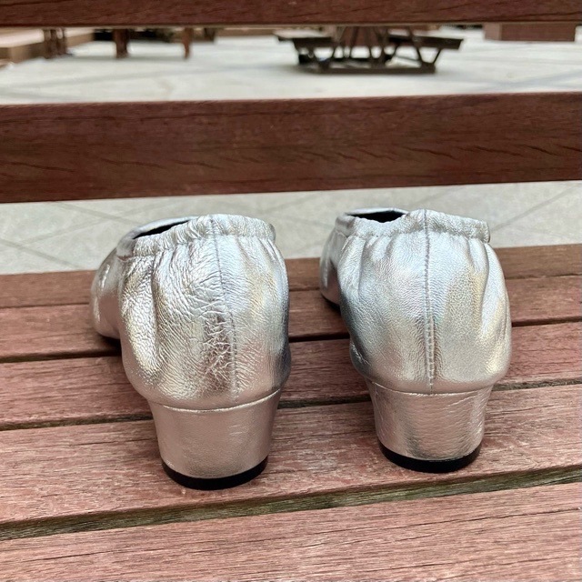 ALM. 牛革ローヒールパンプス AL119 BLACK /SILVER アルム