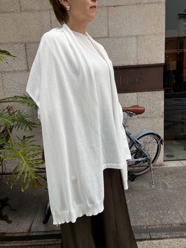EZUMi  エズミ  2026SS スカ－フ付き 機能ニット ロングTシャツ　WHITE / GRAY　 YESS26KT01   