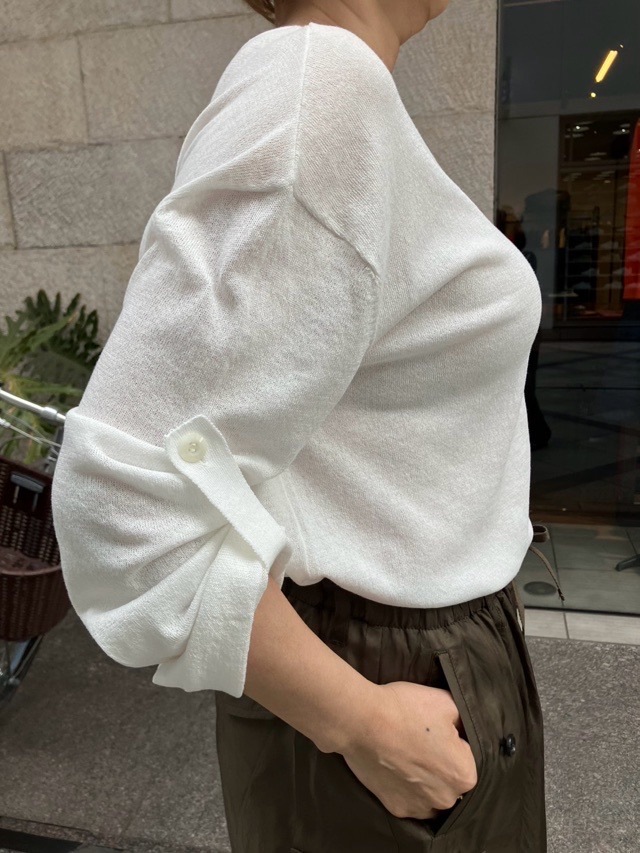 EZUMi  エズミ  2026SS スカ－フ付き 機能ニット ロングTシャツ　WHITE / GRAY　 YESS26KT01   