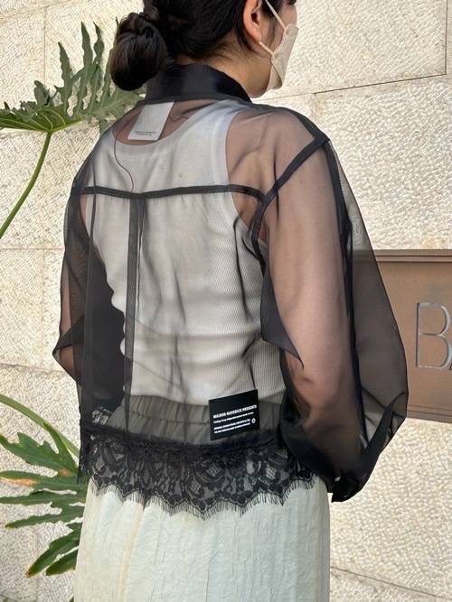 MAISON MAVERICK PRESENTS シースルー 裾 レース切替 シャツ MM5023 WHITE/GRAY/BLACK メゾン マヴェリック プレゼンツ