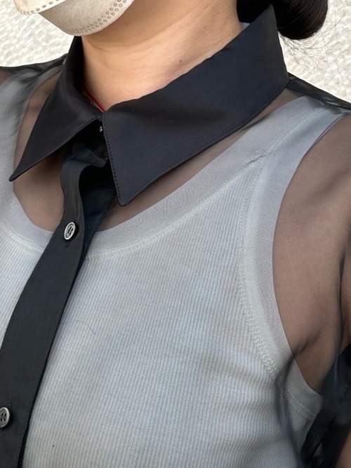 MAISON MAVERICK PRESENTS シースルー 裾 レース切替 シャツ MM5023 WHITE/GRAY/BLACK メゾン マヴェリック プレゼンツ