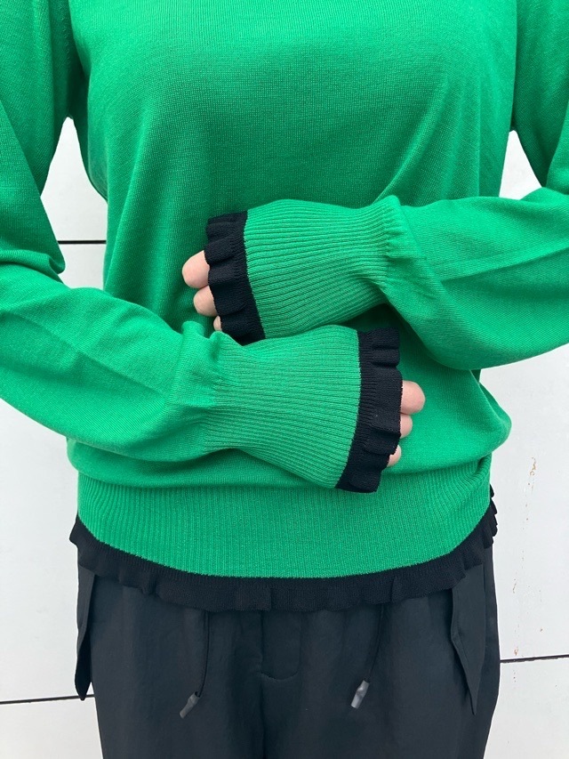 AKANE UTSUNOMIYA アカネ ウツノミヤ タ-トルカッティングニット WAO-FS22-2014 CHARCOAL /GREEN