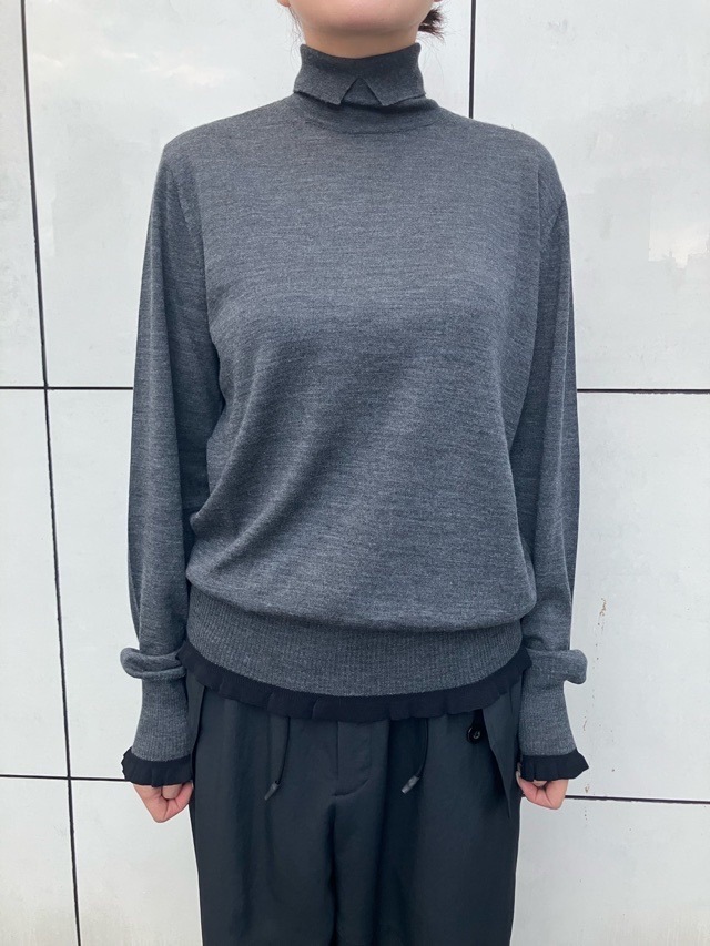 AKANE UTSUNOMIYA アカネ ウツノミヤ タ-トルカッティングニット WAO-FS22-2014 CHARCOAL /GREEN