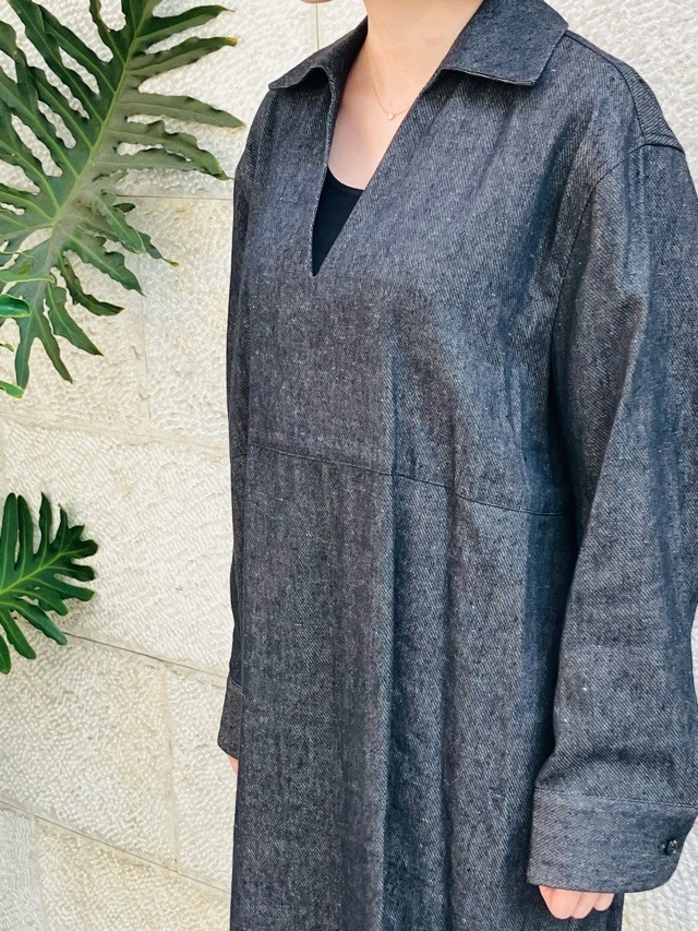 NEAR NIPPON リネンコットンツイルドレス 630-2425 /BLACK ニア―ニッポン