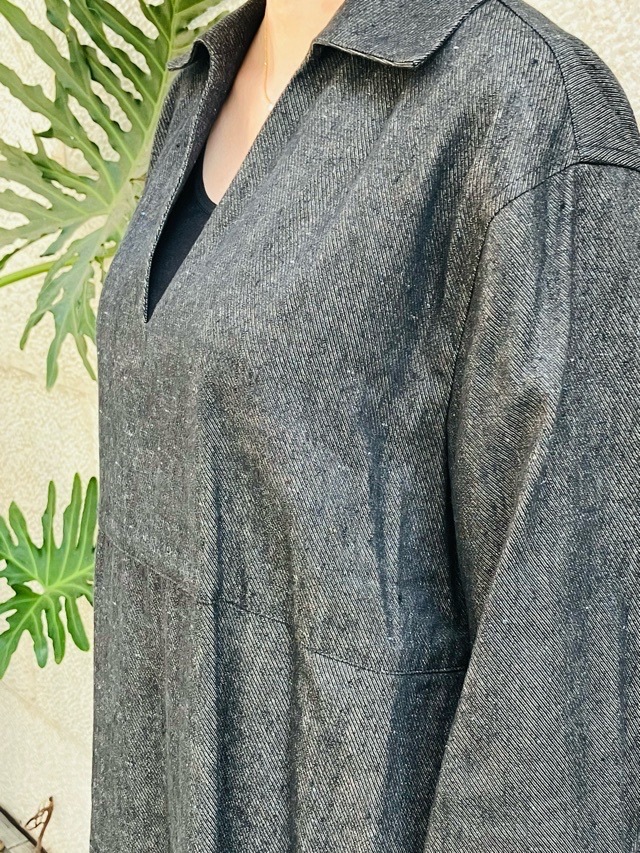 NEAR NIPPON リネンコットンツイルドレス 630-2425 /BLACK ニア―ニッポン