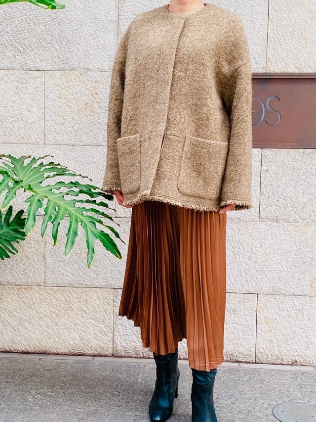 BEATINGHEART ノーカラー  ツイード ジャケット　BEIGE　BJ018K2　ビーティングハート