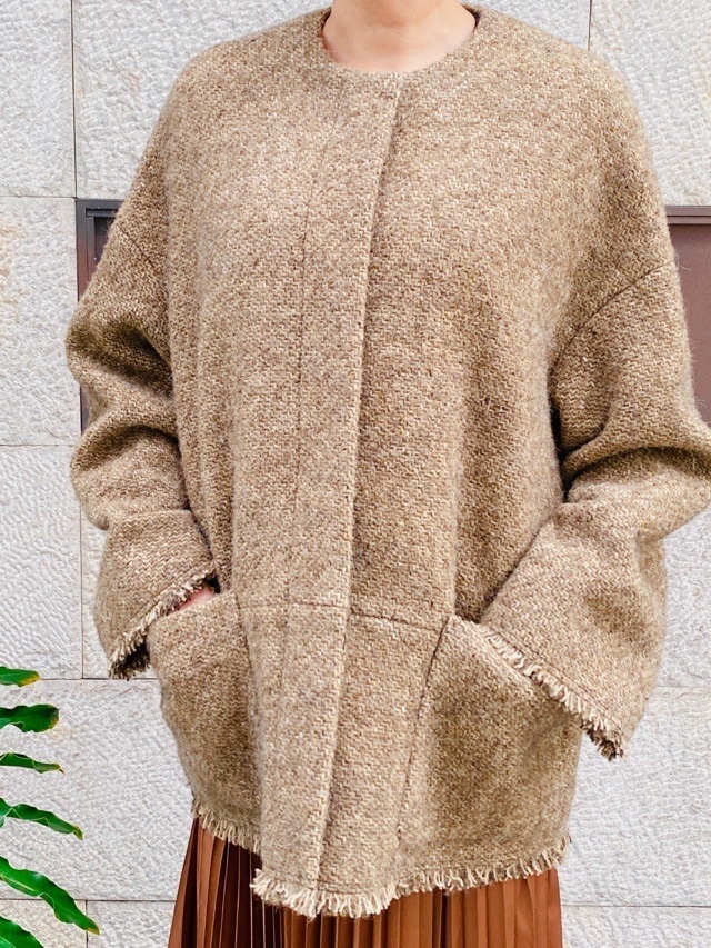 BEATINGHEART ノーカラー  ツイード ジャケット　BEIGE　BJ018K2　ビーティングハート