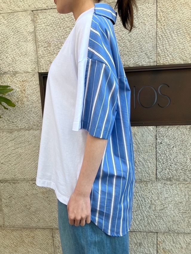 MSGM  シャツ ドッキング Tシャツ   3841MDM125   WHITE（01）   エムエスジーエム