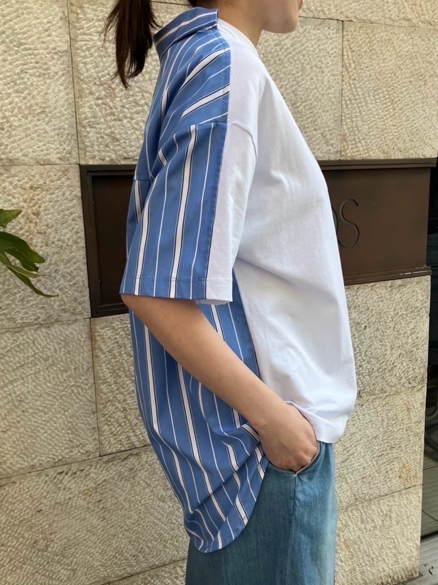 MSGM  シャツ ドッキング Tシャツ   3841MDM125   WHITE（01）   エムエスジーエム