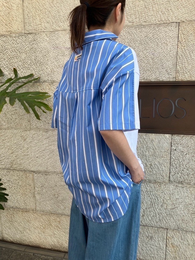 MSGM  シャツ ドッキング Tシャツ   3841MDM125   WHITE（01）   エムエスジーエム