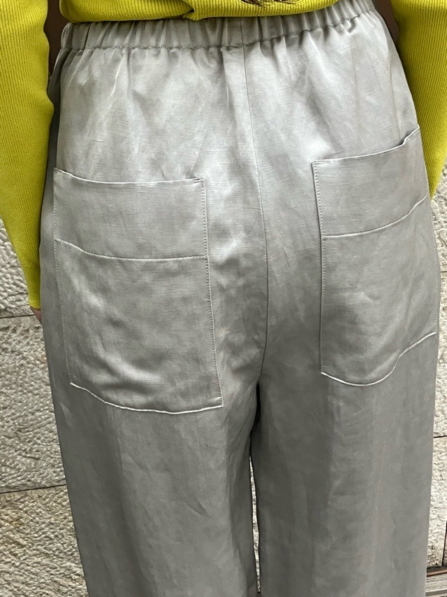BEATINGHEART   BP021M1　リネン＆ヴィスコ－ス サテン ワイドパンツ　GRAY / PINK   ビーティングハート