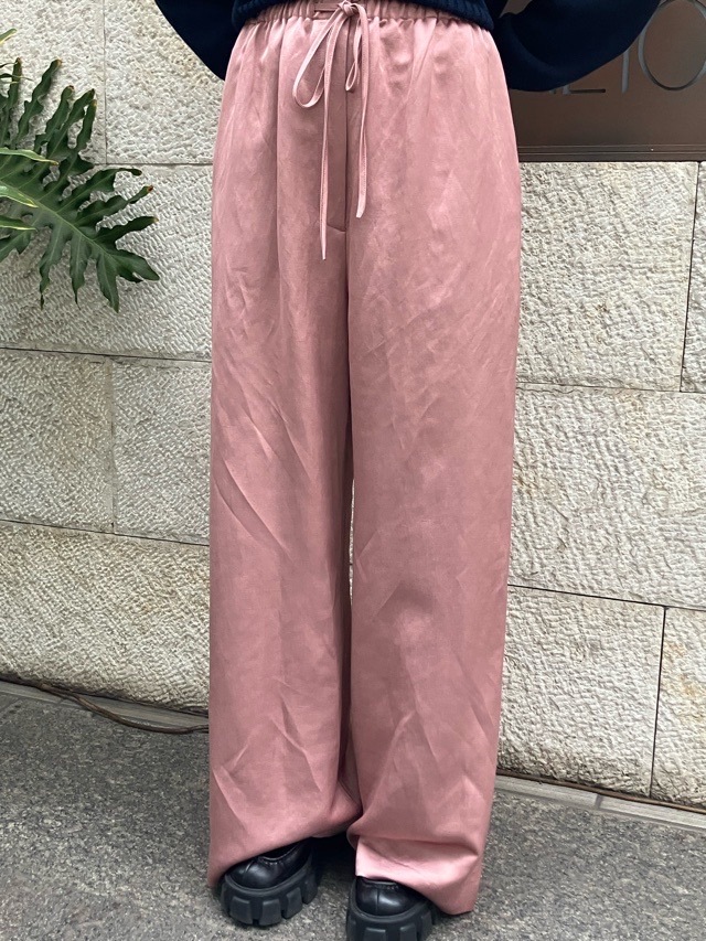 BEATINGHEART   BP021M1　リネン＆ヴィスコ－ス サテン ワイドパンツ　GRAY / PINK   ビーティングハート