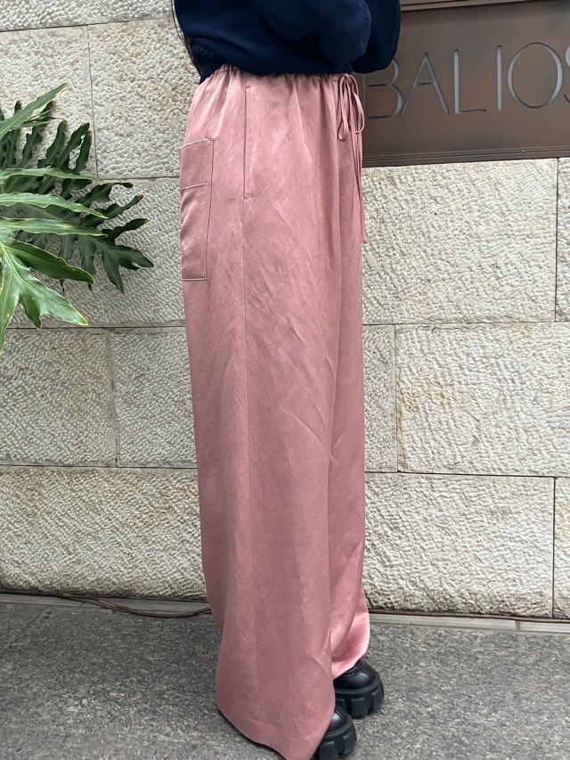 BEATINGHEART   BP021M1　リネン＆ヴィスコ－ス サテン ワイドパンツ　GRAY / PINK   ビーティングハート