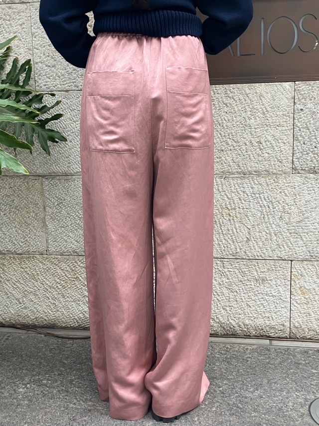 BEATINGHEART   BP021M1　リネン＆ヴィスコ－ス サテン ワイドパンツ　GRAY / PINK   ビーティングハート