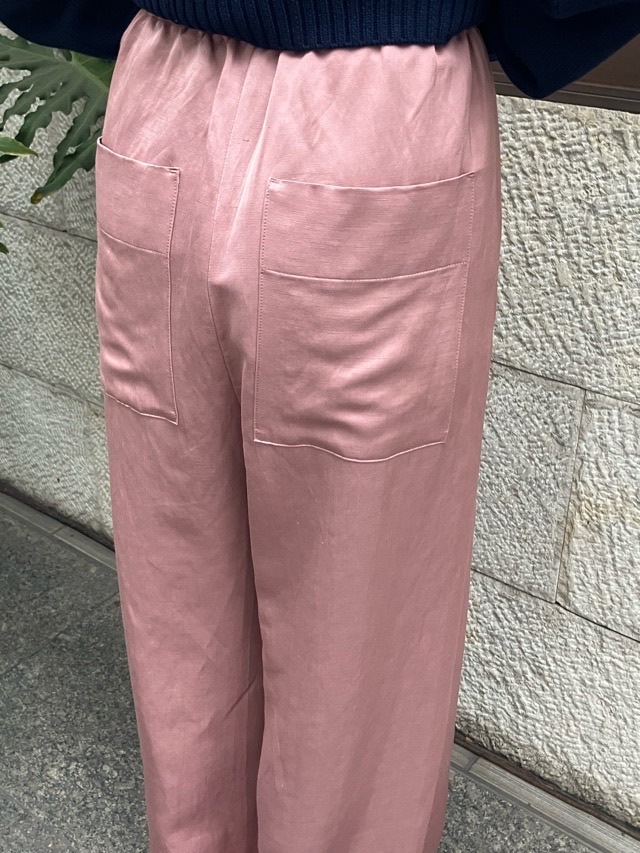 BEATINGHEART   BP021M1　リネン＆ヴィスコ－ス サテン ワイドパンツ　GRAY / PINK   ビーティングハート