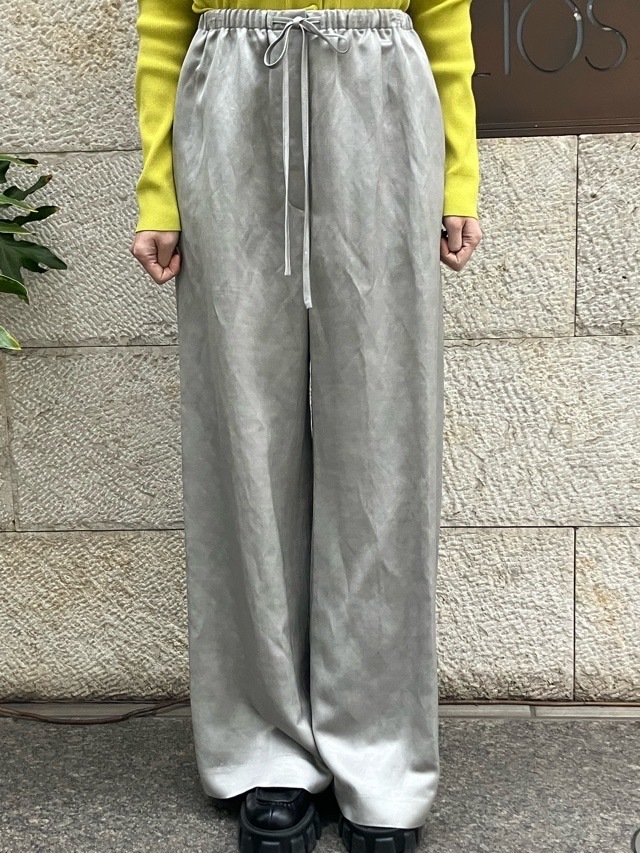 BEATINGHEART   BP021M1　リネン＆ヴィスコ－ス サテン ワイドパンツ　GRAY / PINK   ビーティングハート