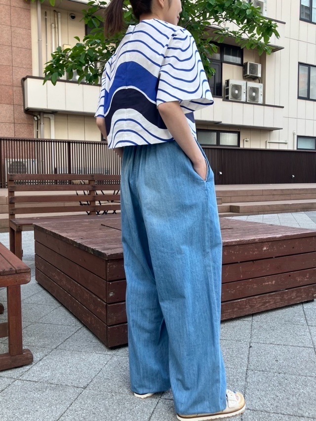 MSGM   ウェーブ柄 ショート丈 ブラウス   3842MDM10   BLUE (86)  エムエスジーエム