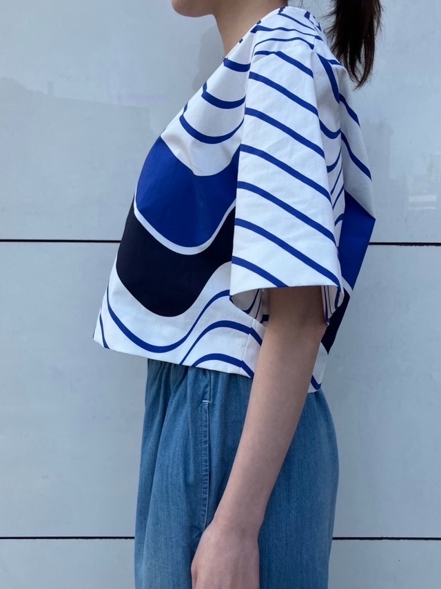 MSGM   ウェーブ柄 ショート丈 ブラウス   3842MDM10   BLUE (86)  エムエスジーエム