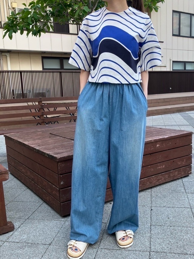 MSGM   ウェーブ柄 ショート丈 ブラウス   3842MDM10   BLUE (86)  エムエスジーエム