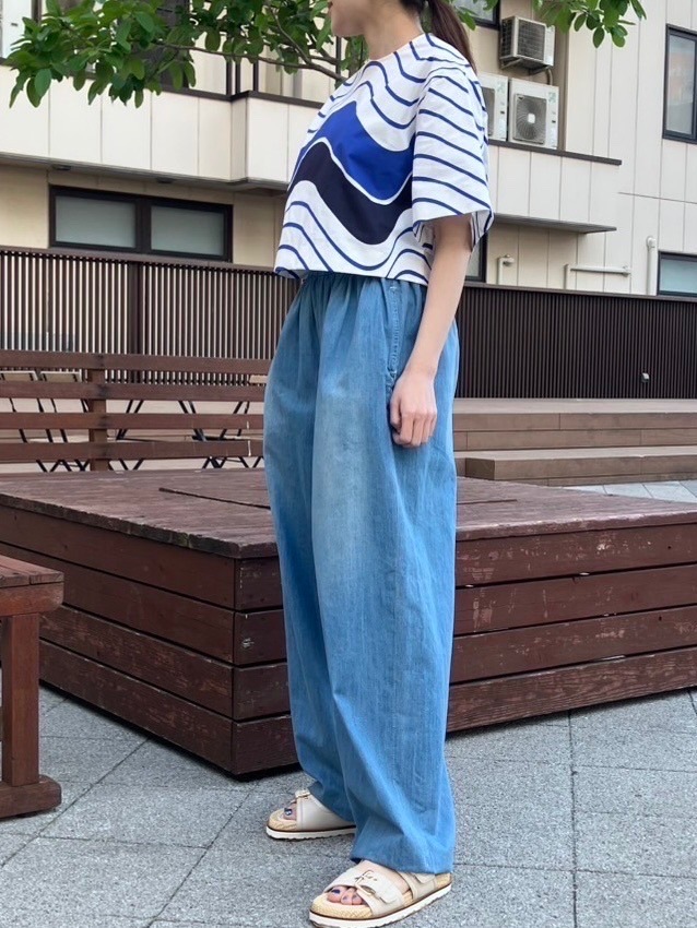 MSGM   ウェーブ柄 ショート丈 ブラウス   3842MDM10   BLUE (86)  エムエスジーエム