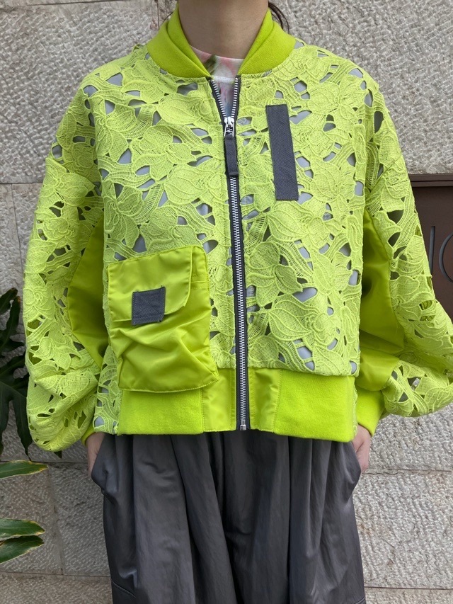 AULA AILA 　レース MA－1 ブルゾン   GREEN(20) 　1261-02001　アウラアイラ