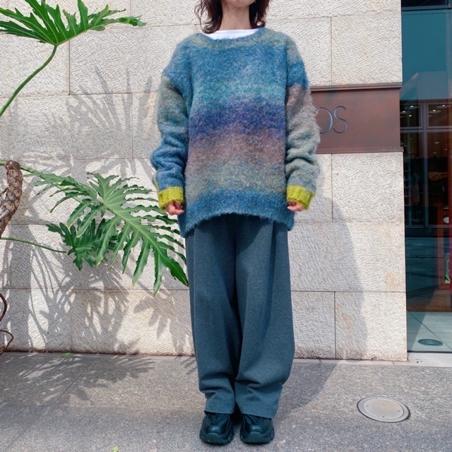 AULA AILA  グラデーションニット BLUE/GRAY/ORANGE　1243-09040 アウラ アイラ