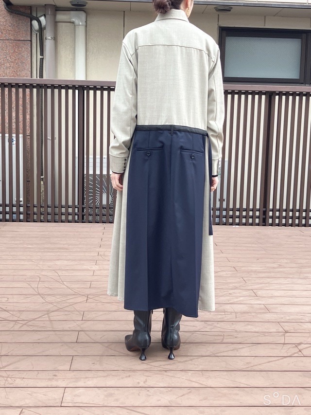 EZUMi  エズミ   テイラード トラウザー シャツ ワンピース　BEIGE×NAVY　YEAW25OP02