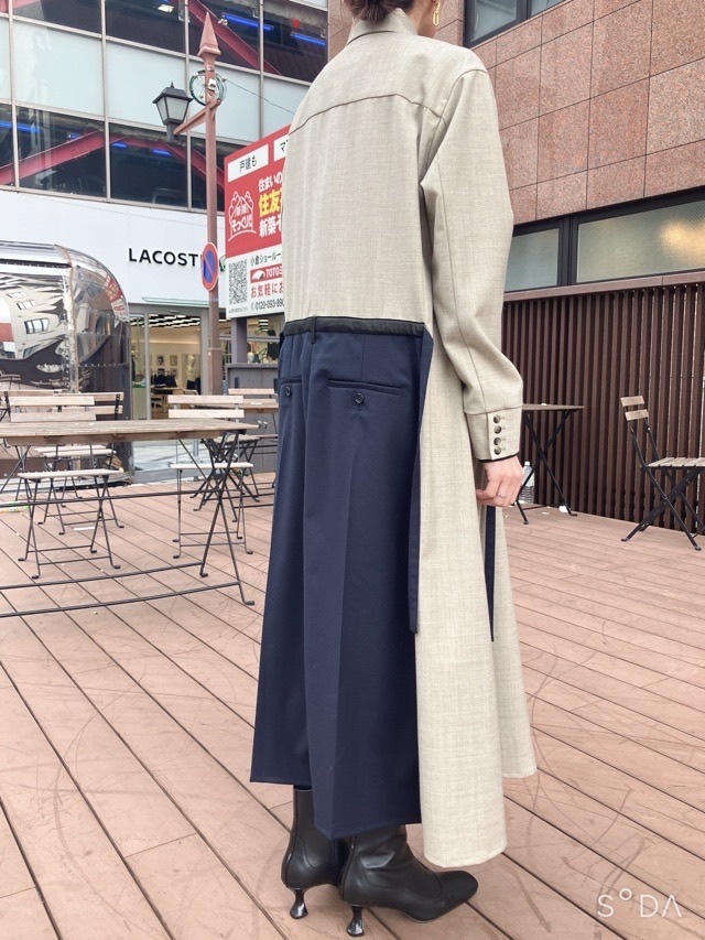 EZUMi  エズミ   テイラード トラウザー シャツ ワンピース　BEIGE×NAVY　YEAW25OP02