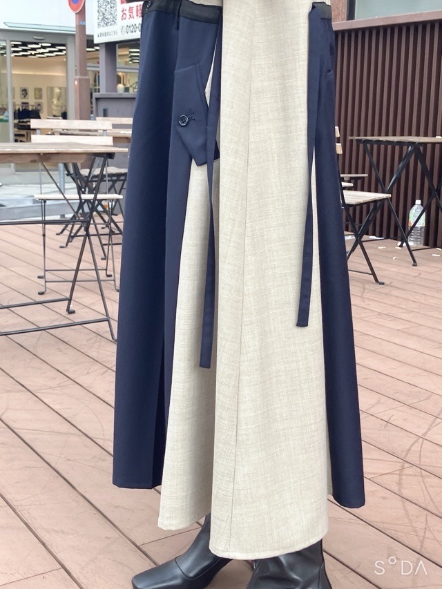 EZUMi  エズミ   テイラード トラウザー シャツ ワンピース　BEIGE×NAVY　YEAW25OP02