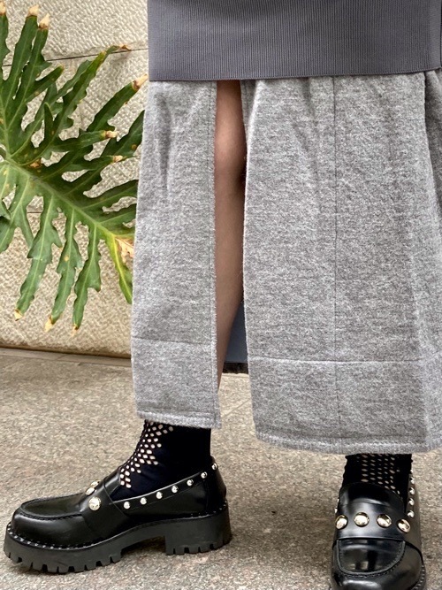 HARIKAE ハリカエ ロングリブスカート BLACK/GRAY H0387