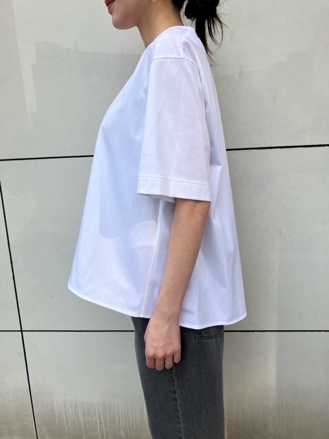 near nippon フレアーTシャツ　ホワイト NEAR.NIPPON フレア Tシャツ トップス 445-25 PINK / WHITE