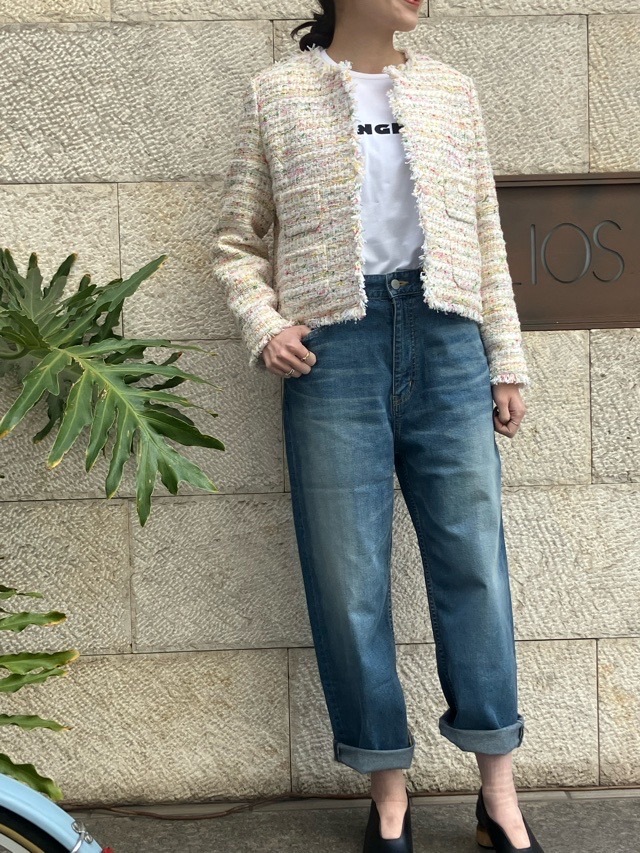 BEATINGHEART　ツィ―ド襟なしジャケット  BJ001M1  OFF WHITE（M2）MIXカラー    ビーティングハート